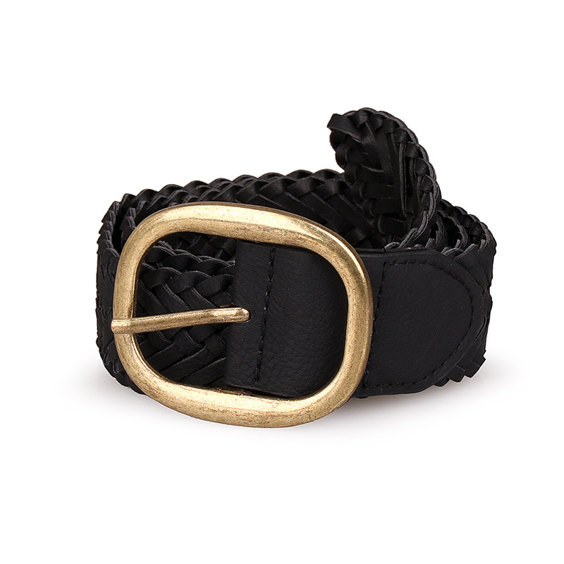 Men's and women's braided thin waist belt small belt needle buckle belt non-hole braided casual belt_voghion.com