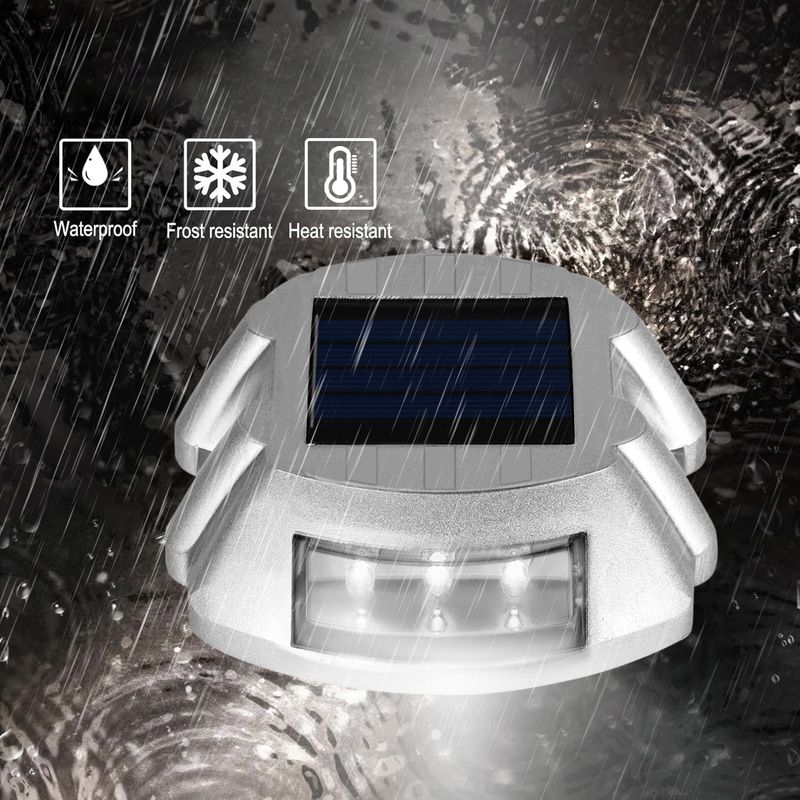 Solar Step Lights Outdoor - White LED Garden Path Lights For Stairs, Walkways & Patio (10W, Adjustable Brightness, ABS Shell, IP65, DC-101 Model)_voghion.com