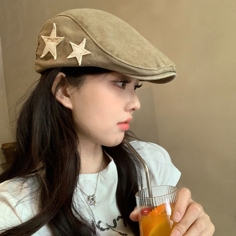 2025 Neue gewaschene Denim-Cap für Damen, vielseitig für Sommer und Herbst, großer Kopfumfang, gesichtsschlank machend,_voghion.com