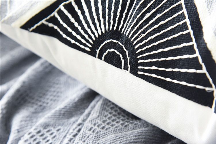 Cuscino per divano con ricamo a forma di pioggia di meteoriti in velluto olandese nordico spesso, semplice federa con ricamo geometrico a tinta unita_voghion.com