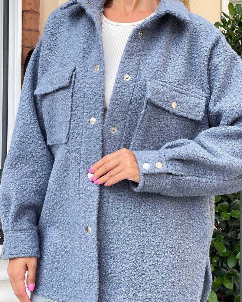 Abbigliamento da donna Camicia a maniche lunghe con risvolto ampio casual in lana nuova_voghion.com