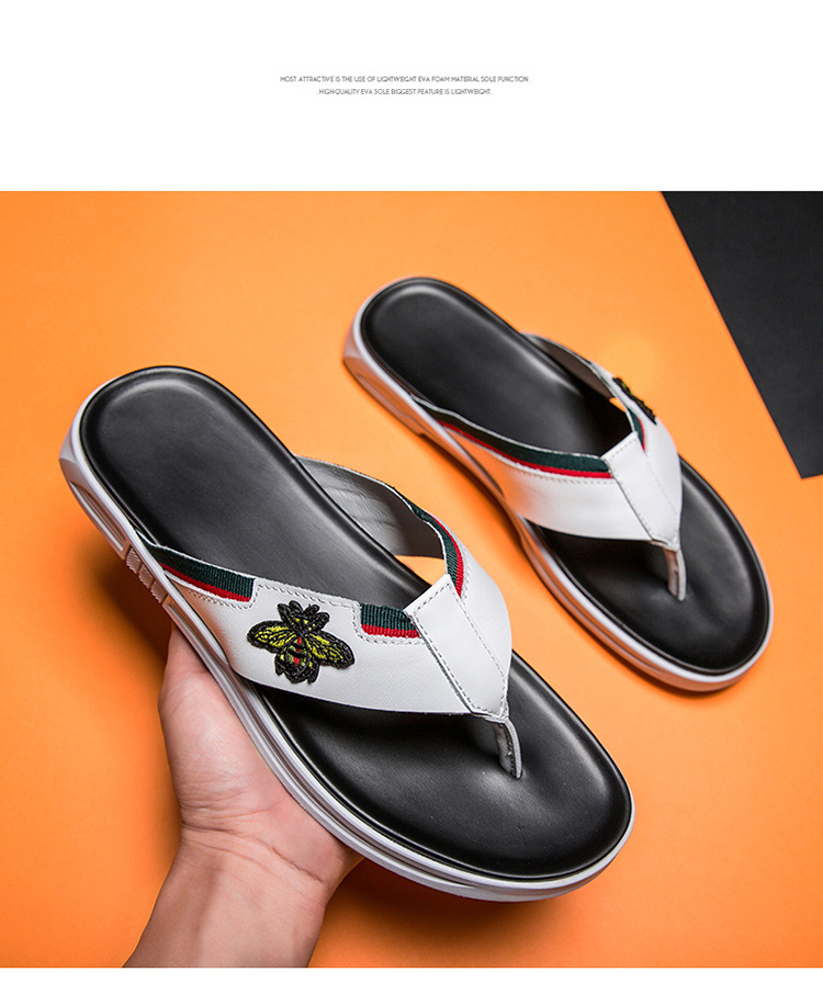 British Trend Summer Flip Flops Genuine Leather Top Layer Cowhide Men's Sandals And Slippers Breathable Casual Outdoor Slippers Wholesale_voghion.com