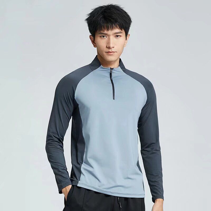 Herrenbekleidung Halbreißverschluss Trainingsanzug Schnelltrocknende Kleidung Langarm Frühling Und Herbst Sommer Sonnenschutz Sport Leichtathletik Lauf-T-Shirt_voghion.com