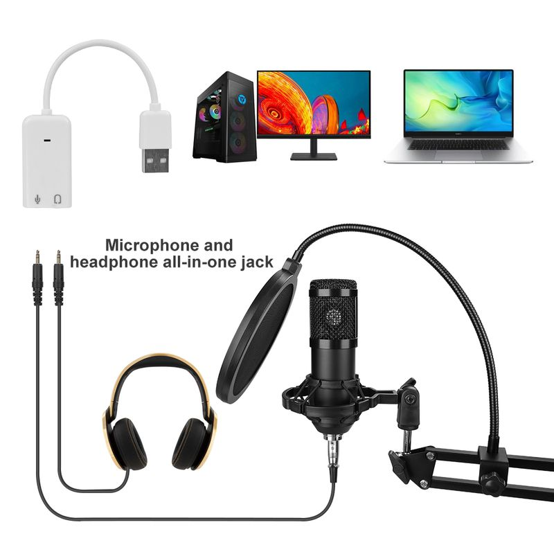 bm 800 Studio Profesyonel mikrofon bm800 Bilgisayar için Kondenser Ses Kayıt Mikrofonu_voghion.com