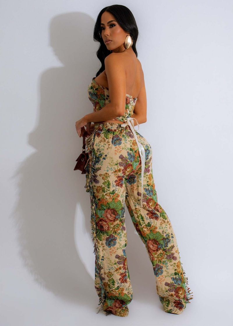 Sexy kanten tubetop met kwastjes, lange broek en jacquard-modeset voor dames_voghion.com