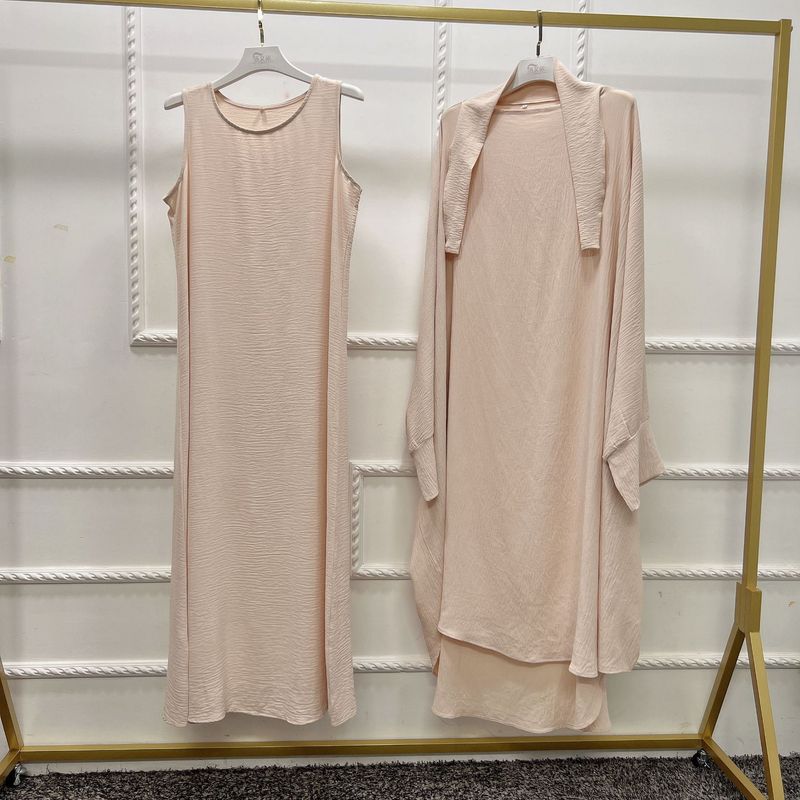 Verve Abaya Vêtements pour femmes musulmanes Dubaï Turquie Robe à manches chauve-souris Robe intérieure Ensemble deux pièces_voghion.com