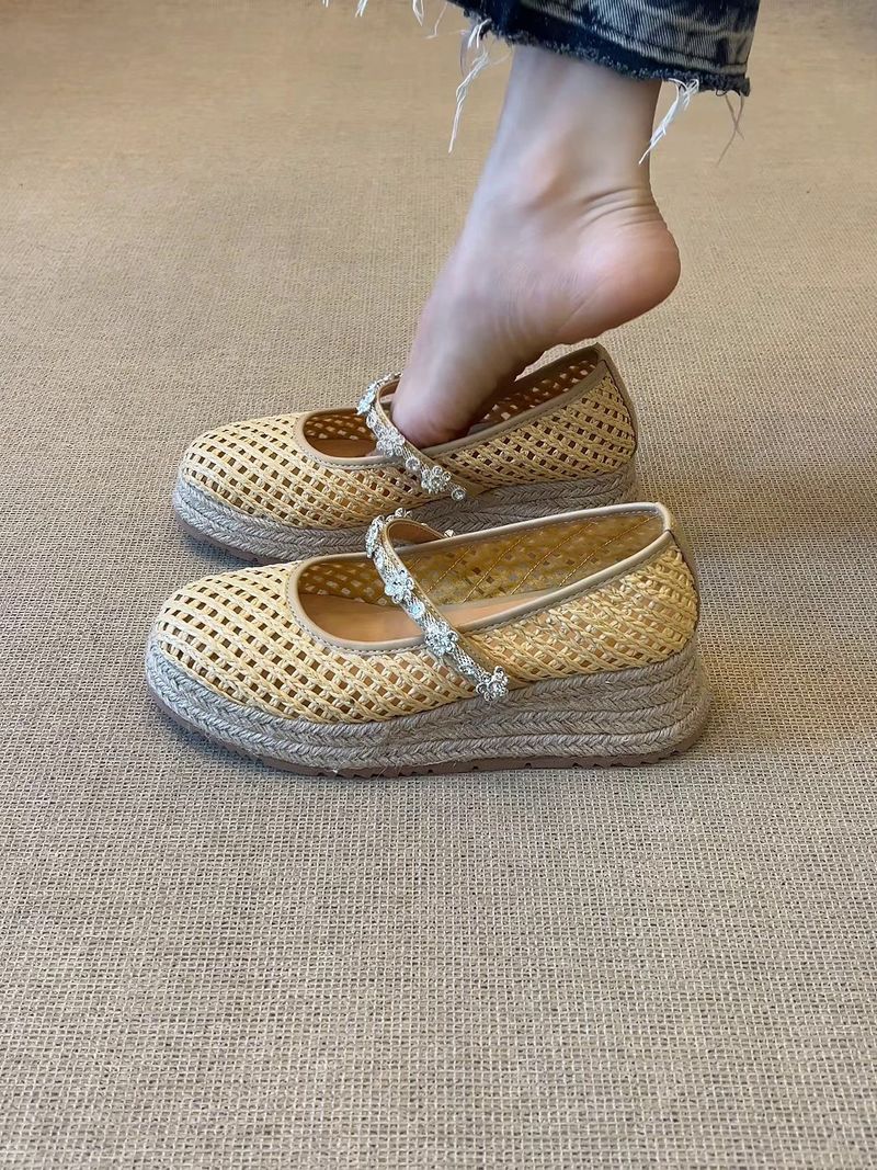 Lan Cabinet Version ~ 2025 New Summer Hollow Thick Clogs Women Roman Sandals Height Increasing Wedge Soft Sole Single_voghion.com