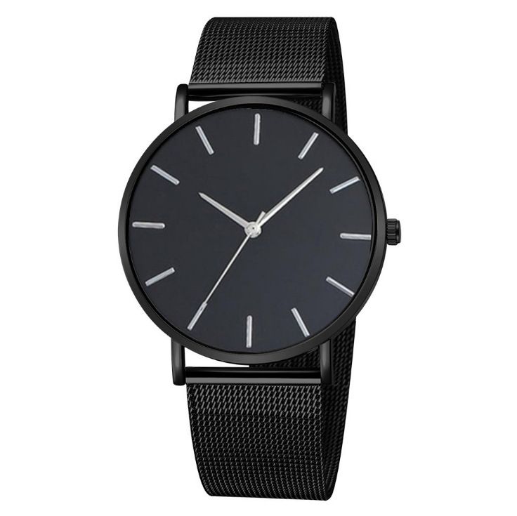 Relógio de pulso masculino casual de negócios com pulseira de malha minimalista e fino de quartzo para homens_voghion.com