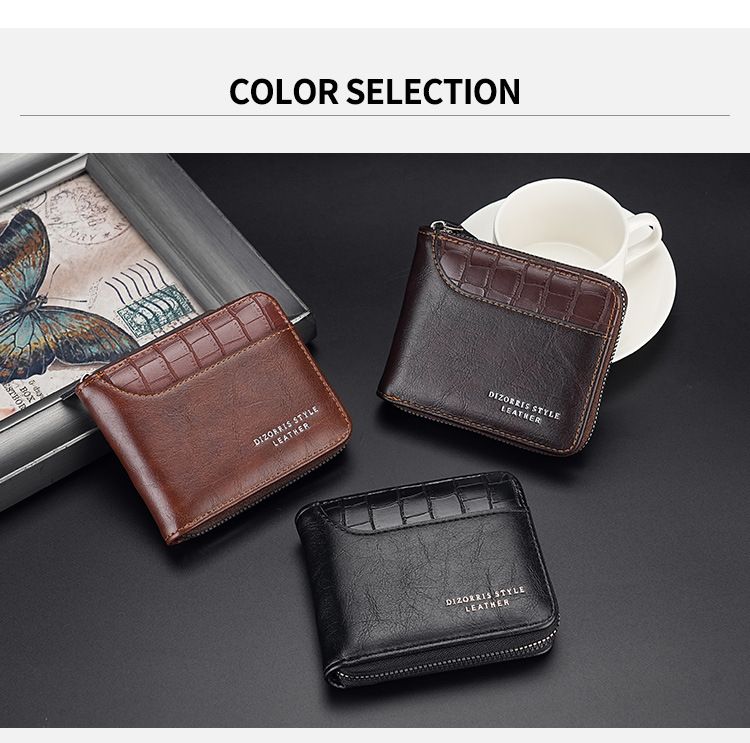 Men's Wallet Card Cases Wallet Men's Short Style Men's Retro Multi-function Anti-theft Swipe Clip Zipper Change_voghion.com