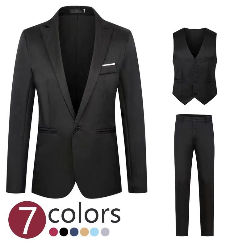 Men's suit, pants, vest, three piece Korean version, business casual suit set, men's_voghion.com