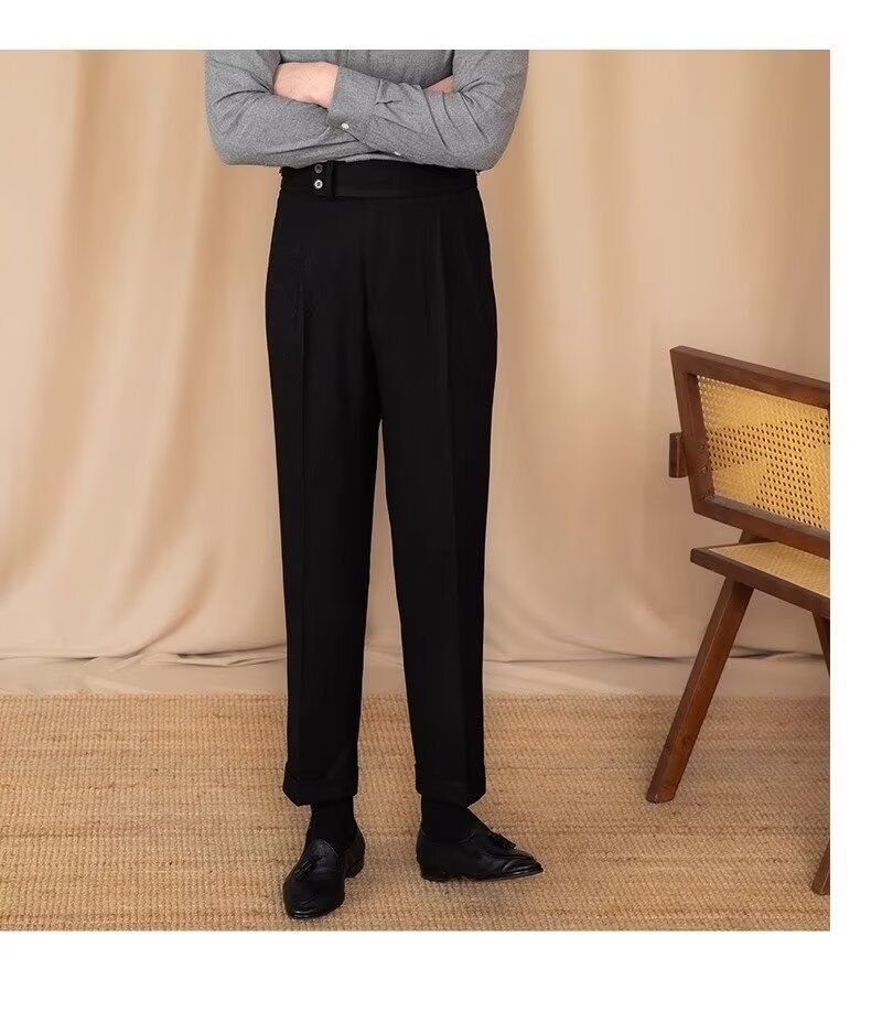 Cordhose im italienischen Stil für Herren – Hoch taillierte, weit geschnittene Hose mit geradem Bein (Dunkelgrau/Khaki/Braun/Schwarz, 28-36)_voghion.com