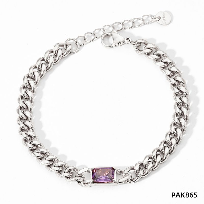 Zircon Cuban Chain Bracelet Green Vacuum Plated Gold Stainless Steel Fashion High-end Sense Women's Jewelry_voghion.com