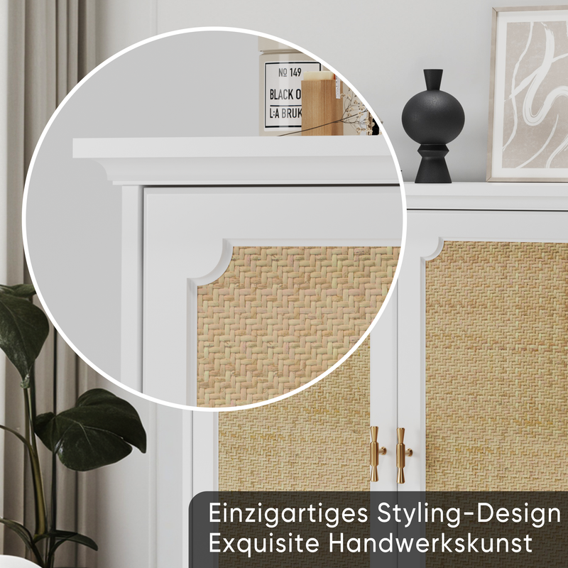 Credenza Mit Rattan-Dekortüren, Weinschrank, Konsolentisch Für Flur_voghion.com