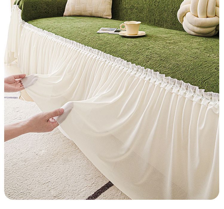 Copridivano in ciniglia con balza francese – Stampa botanica vintage, protezione completa per divani componibili (bordi elastici, multi-misura)_voghion.com