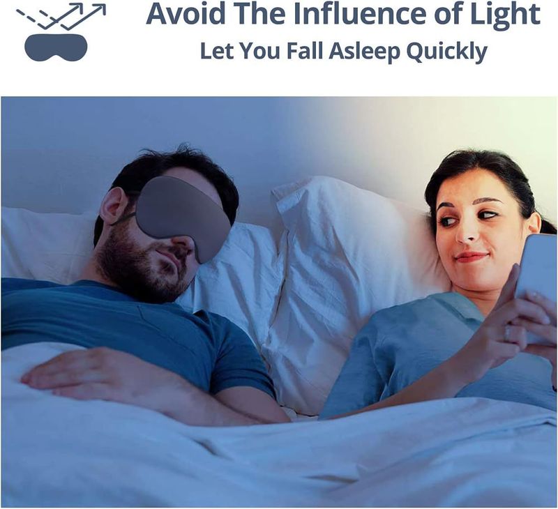 Maschera per dormire sagomata 3D per chi dorme su un fianco - Copertura per gli occhi in seta al 100% che blocca la luce con fascia regolabile (ultra morbida e traspirante, per uso notturno e in viaggio)_voghion.com
