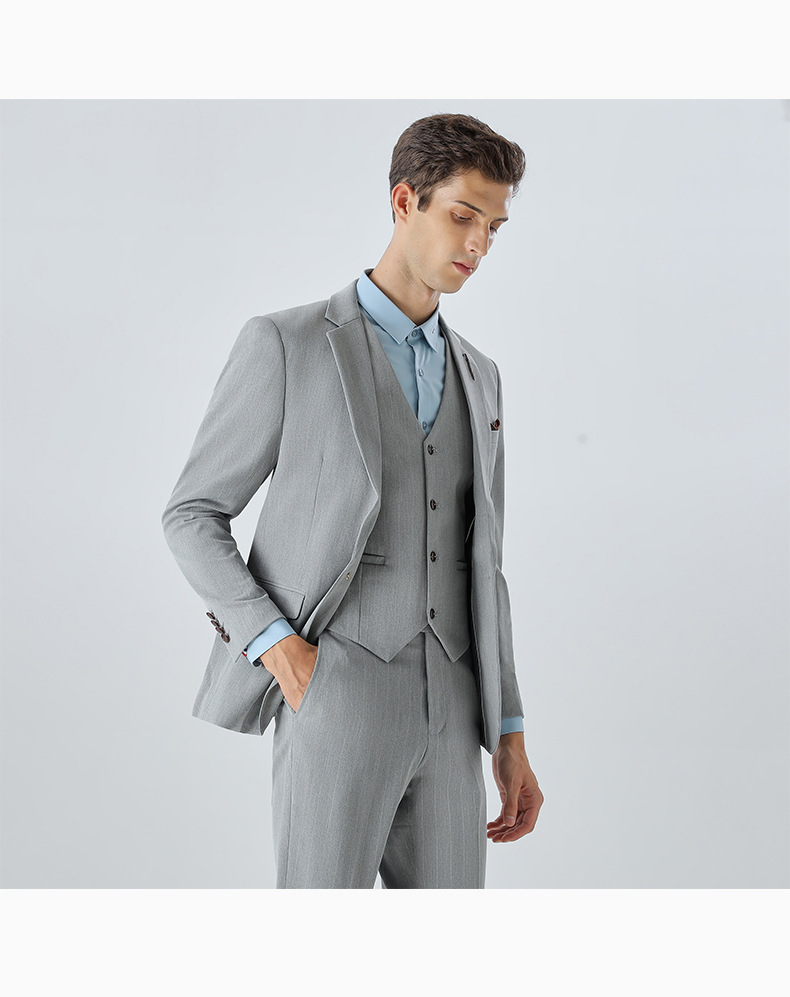 Men's Slim Fit Suit Set With Stripes - Formal Business Blazer & Pants For Wedding, Office & Special Occasions (Black, Gray, 7XL Sizes Available)_voghion.com