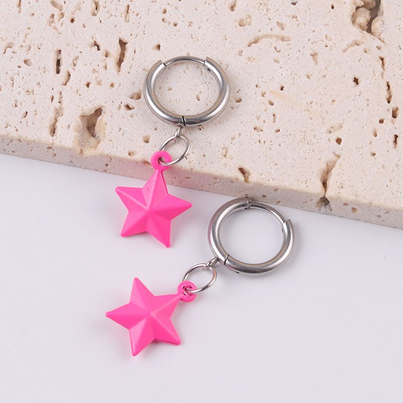 Orecchini pendenti colorati e divertenti a forma di stella a cinque punte, a forma di delfino, in metallo, per donne_voghion.com