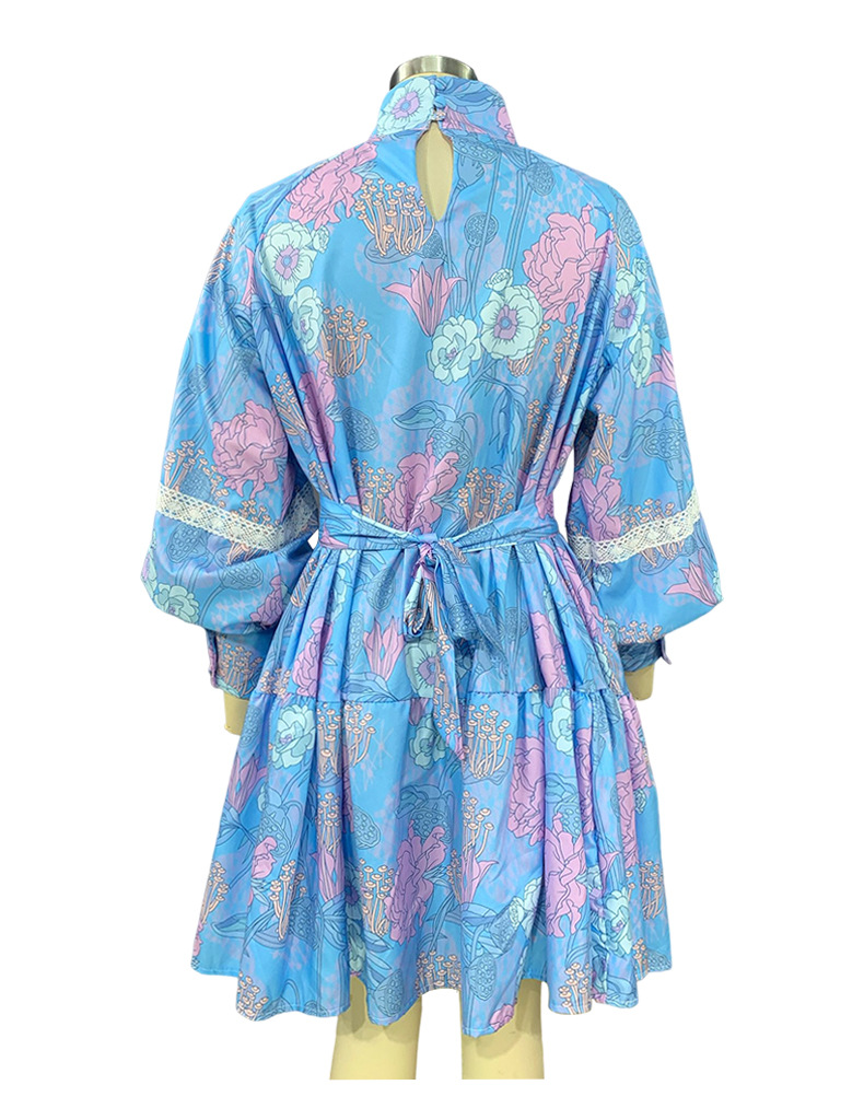 Damenbekleidung neues Modetemperament große Größe Damen hoher Kragen bedrucktes Hemdkleid_voghion.com