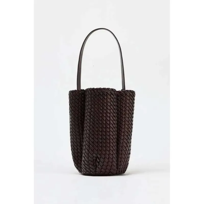 Borsa a secchiello intrecciata, nuova, alla moda, casual, da donna, a tracolla, di grande capacità_voghion.com
