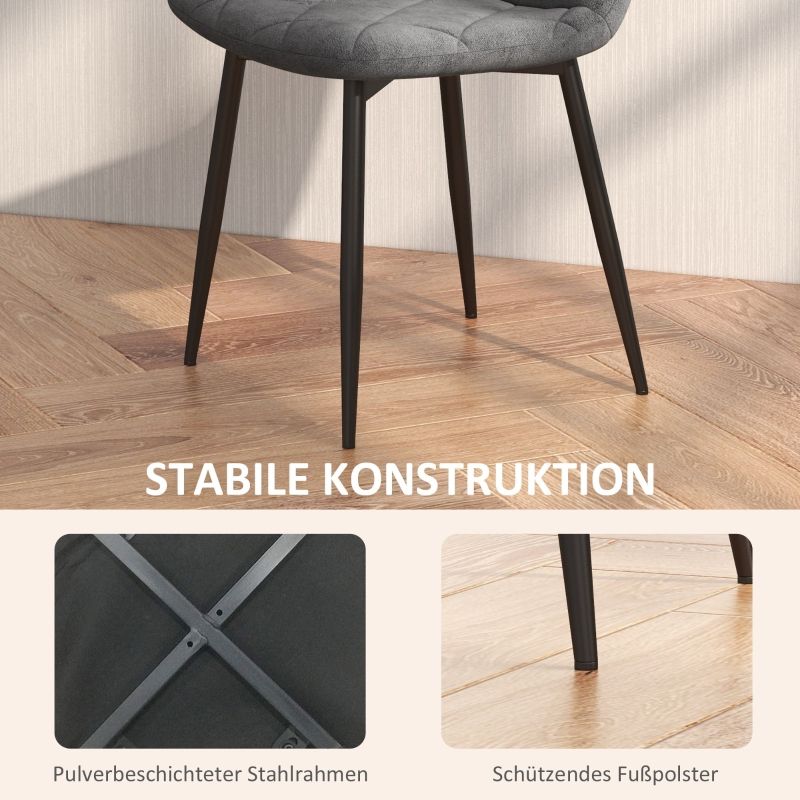 4er Set Küchenstühle Mit Samtoptik, Metallbeine, Grau_voghion.com
