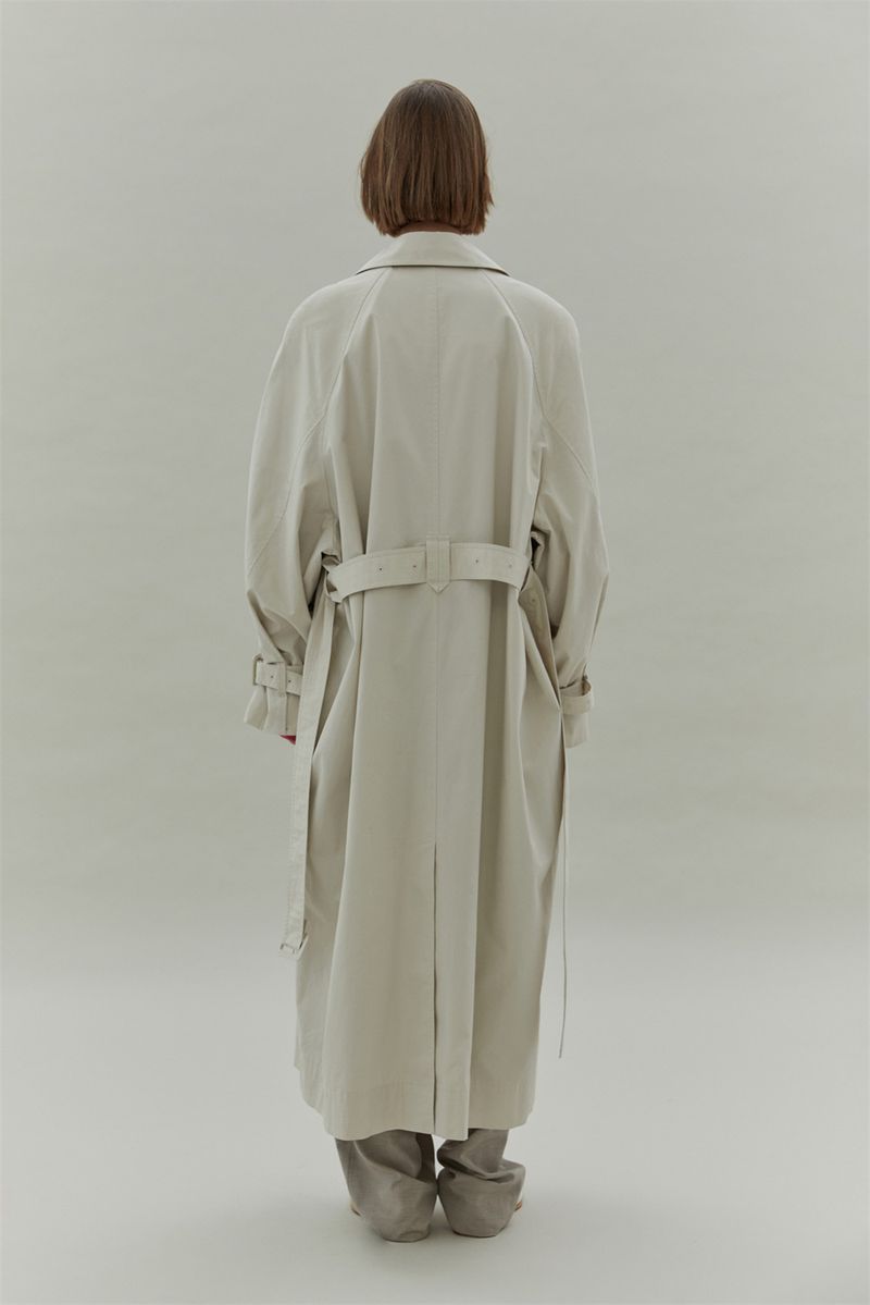 Trench lungo monopetto con risvolto e cintura da pendolare casual alla moda da donna_voghion.com