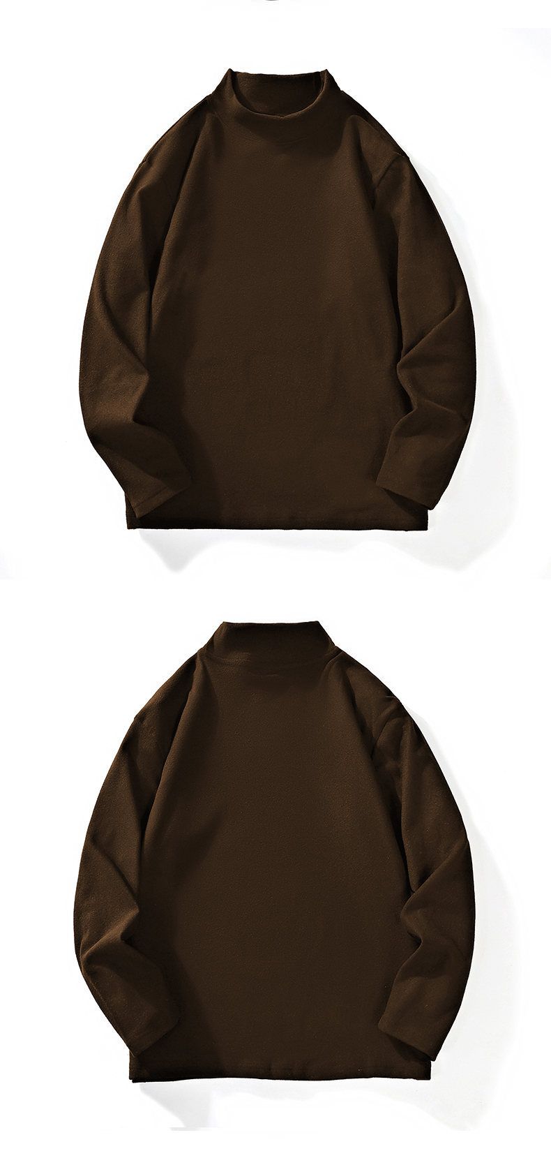 Herren-Thermo-Langarm-T-Shirt mit Halbrollkragen – Weiche, mit Fleece gefütterte Winter-Basisschicht, Slim Fit, lässiger, einfarbiger Pullover für Herren_voghion.com