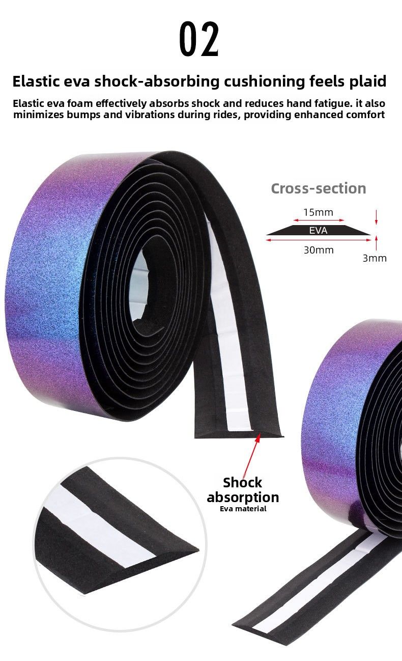 TOOPRE Road Bike Bicycle Color Changing Sweat Absorption Anti-Slip Bent Handlebar Binding Tape Colorful Aurora Gradient_voghion.com