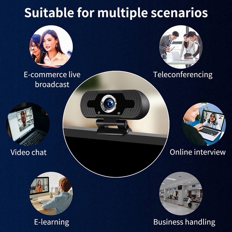 Farfi Computer Webcam High-resolution Driver-free Automatic Focus 1080P Adjustable External Digital Camera for Live_voghion.com