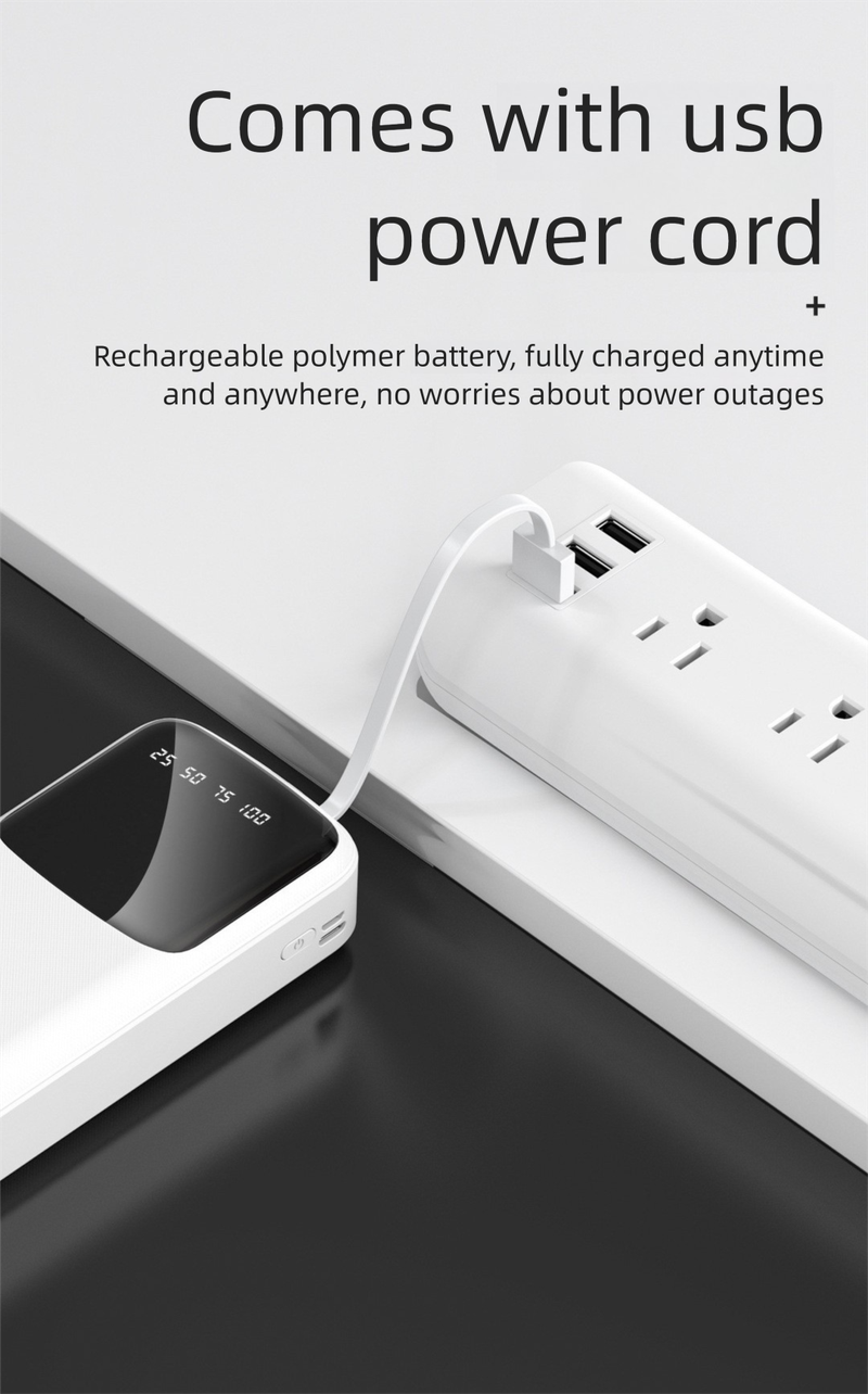 3C Certified Built-in Cable Bank 10000mAh 5V2A Ultra-thin Compact Portable 20000mAh Mobile Power Supply_voghion.com