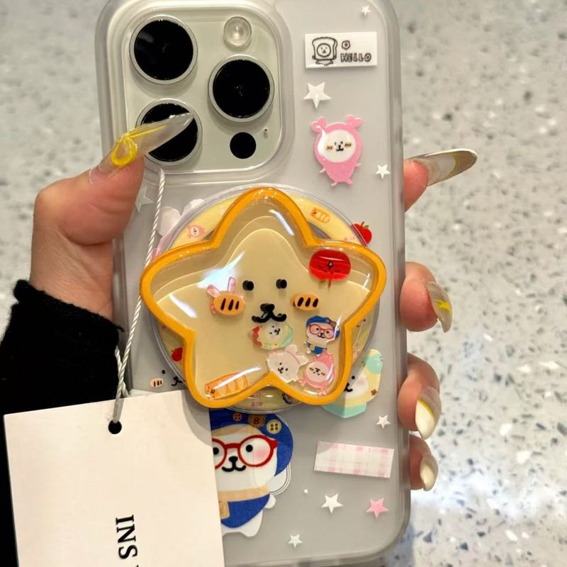 TechGlobe Blue Cap Custodia magnetica autoironica a forma di orso e stella compatibile con iPhone 16 Pro Max 15P, 14P, nuovo modello 13_voghion.com