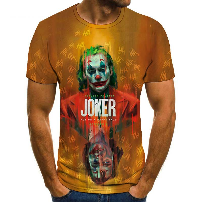 2023 été hommes 3D T-shirt tendance visage de Clown motif Rock hip Hop Street Style motif de clown à manches courtes_voghion.com