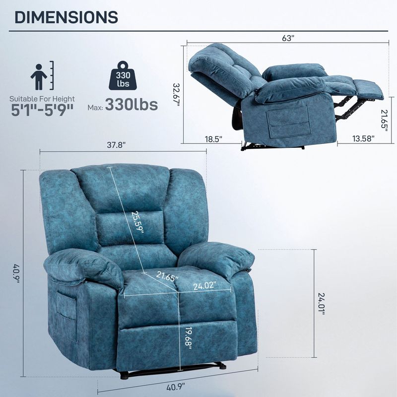 Living Room Recliner Chair Sofa With Massage And Heating_voghion.com