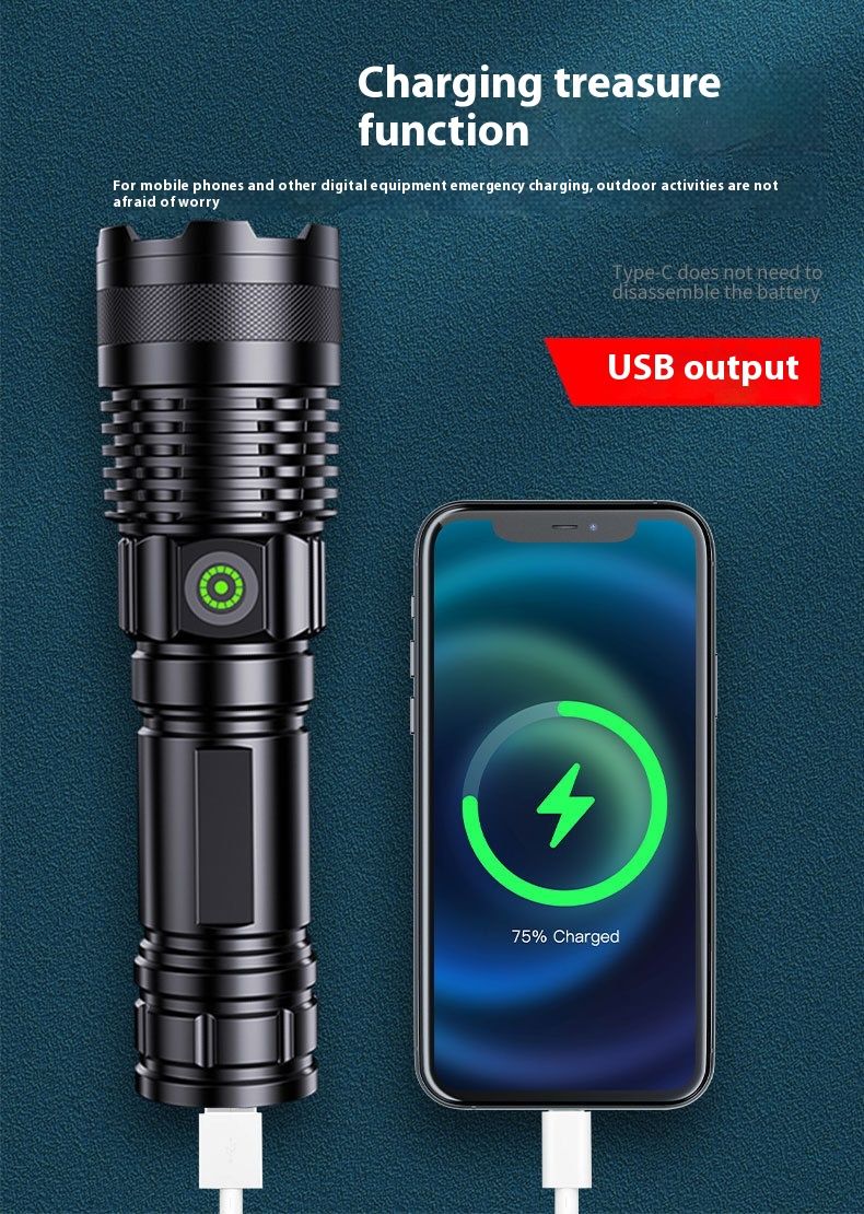 Ultra heldere zaklamp voor opladen, buitenshuis schieten op lange afstand, kleine mini waterdichte, draagbaar, multifunctioneel_voghion.com