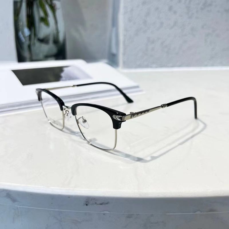 Men's business half TR eyebrow frame can be equipped with degree resistant blue light metal flat glasses 9355_voghion.com