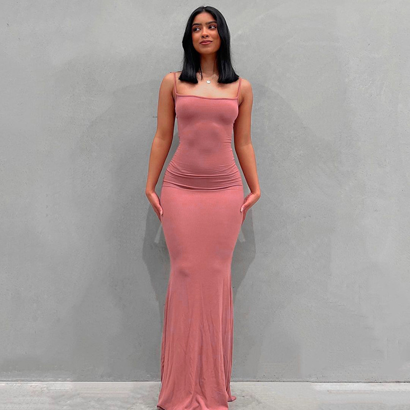 Women's room peach pure slimming peach hip strap long fishtail skirt_voghion.com
