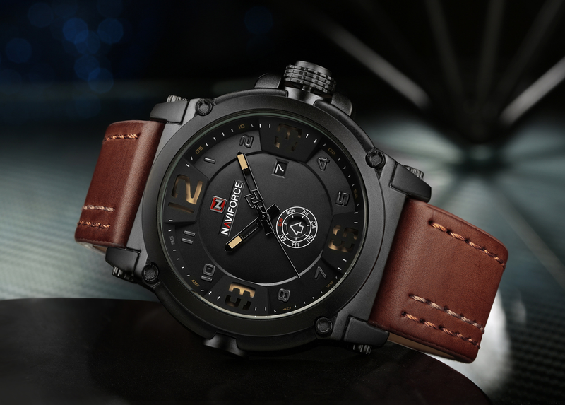 NAVIFORCE Leading 9099 Calendar Men's Waterproof Quartz Belt Watch_voghion.com