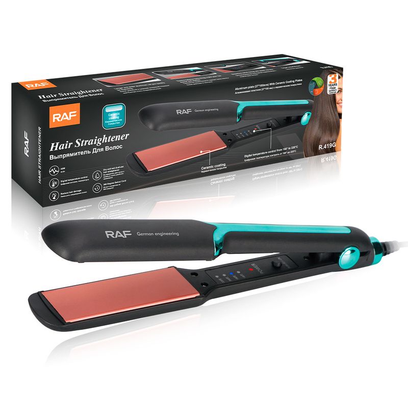 RAF Hair Straightener And Curler 2 In 1, Negative Ion Technology For Shiny Frizz-Free Hair, Ceramic Plates For Root Lifting & Volumizing, Dual Voltage For EU Travel_voghion.com