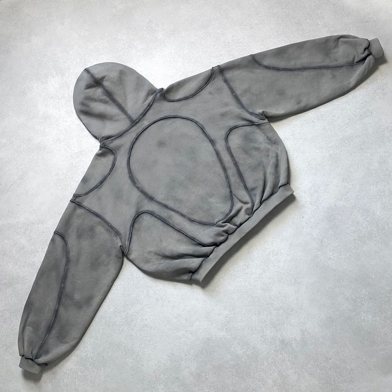 Y2K Streetwear Hoodie – Distressed Cut-Out & Patchwork Pullover (Gray) | Hip-Hop Unisex Oversized Fit_voghion.com