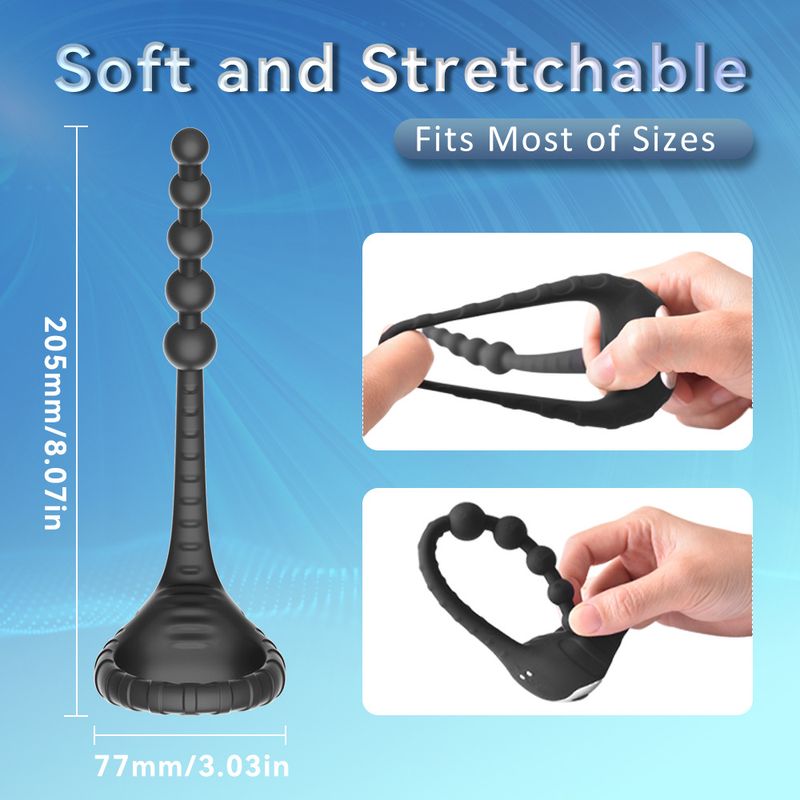 Vibratore anale maschile in silicone a 1 frequenza con telecomando wireless e anello vibrante con blocco fine, prodotti per adulti_voghion.com
