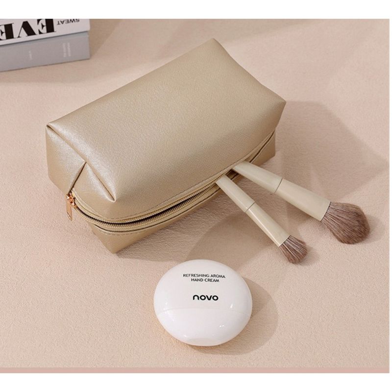 Luxury Parisian Makeup Bag | Large Capacity PU Organizer (Fits 25+ Full-Size Products) | Vegan Leather Travel Case With Mirror & Brush Slots_voghion.com