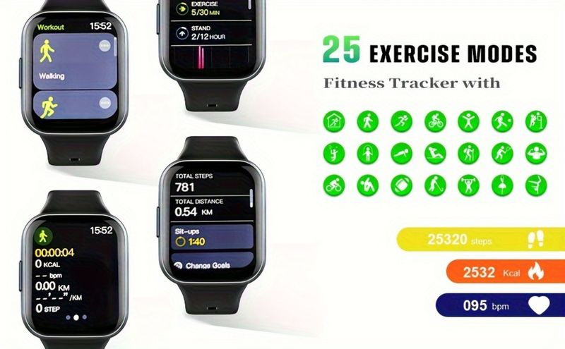 Q23 Smartwatch, 1,69-inch Touch Smartwatch Fitnesshorloge met stappenteller, 25 sportmodi Activity Tracker, voor Android IOS_voghion.com