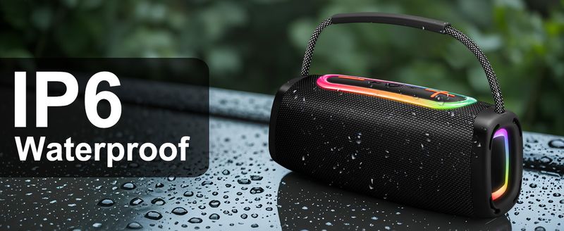Portable Bluetooth-Speaker,Punchy Bass Clear Treble,IP6 Waterproof Wireless Speakers With RGB Multi-Color Rhythm Lights For Outdoor/Party/Beach ,Gift_voghion.com