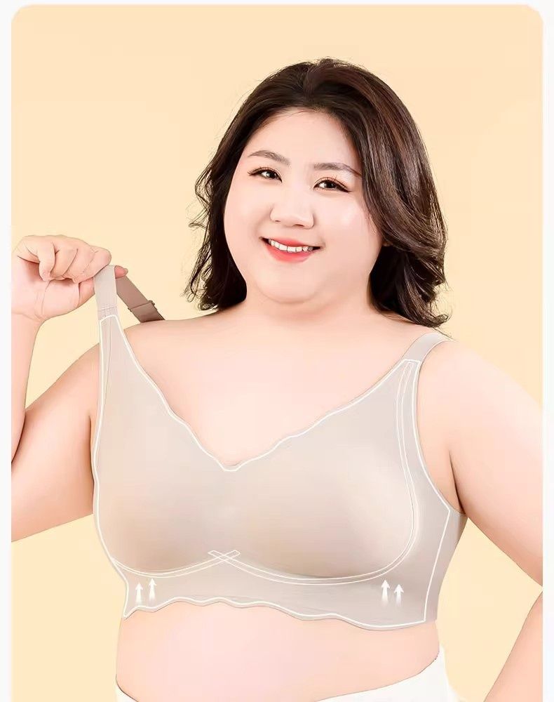 Large size seamless comfortable underwear with and gathered accessory breasts, anti sagging thin women's bra, large_voghion.com