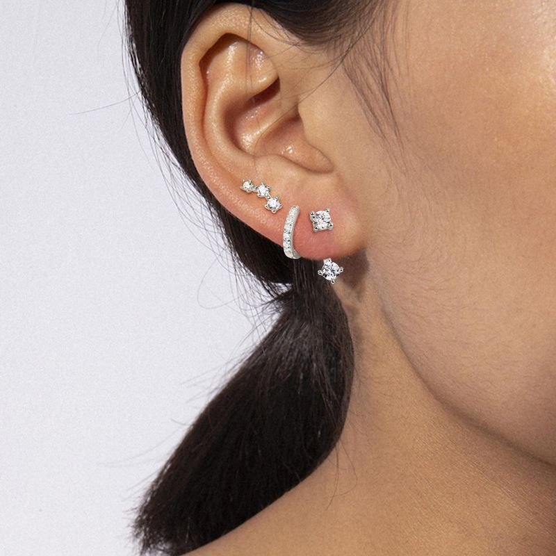 Brass With Real Gold Plating, Popular Across, Teardrop Shaped Circle Inlaid Zircon Earrings, Personalized Six Piece Set_voghion.com
