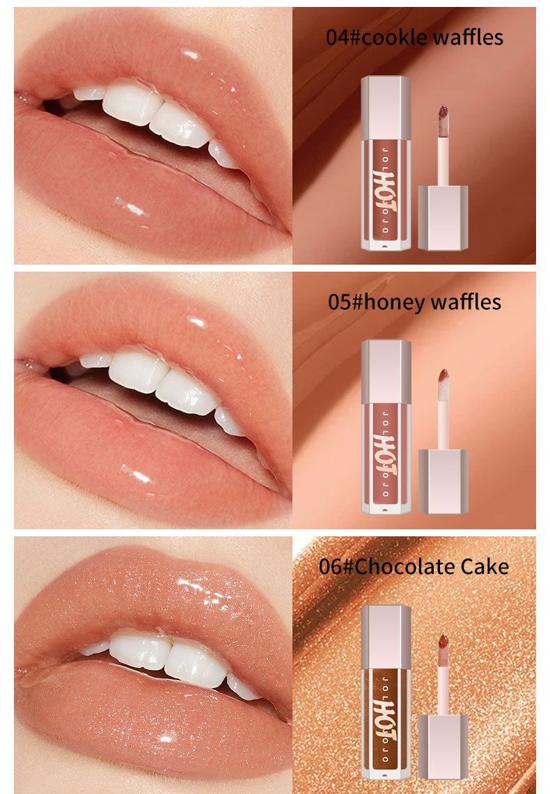 JOJO otte-farvet gennemsigtig lipgloss vandglans spejl lip glaze fugtgivende læbestift makeup engros_voghion.com