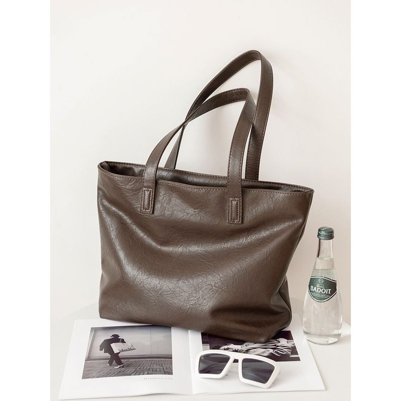 Borsa a tracolla grande e semplice, modello 2023, casual, da donna, per lavoro e pendolarismo, in morbida pelle_voghion.com