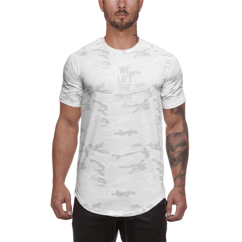 Sportlich, lässig, Tarnung, schnell trocknend, kurzärmelig, Lauftraining, Basketball, schmal geschnittenes T-Shirt, Muskel-Herren-Sommer_voghion.com