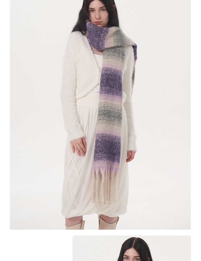 cachemire enfants hiver agrandissement élargissement 50cm blocage de couleur chaud et confortable plaid rayé gland_voghion.com