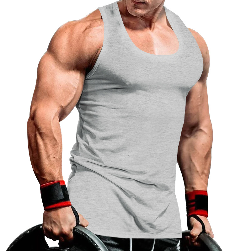 Grenzüberschreitender Außenhandel Herrenbekleidung Herren Tiefgraben Bodybuilding Fitness Weste Einfarbig Sommer Umfassendes Training Sportboden_voghion.com