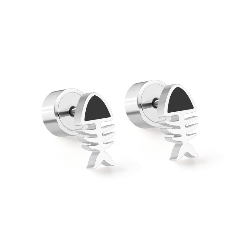 Orecchini a bottone in acciaio inossidabile con motivo a arcobaleno e frutta, dal design unico per le donne_voghion.com